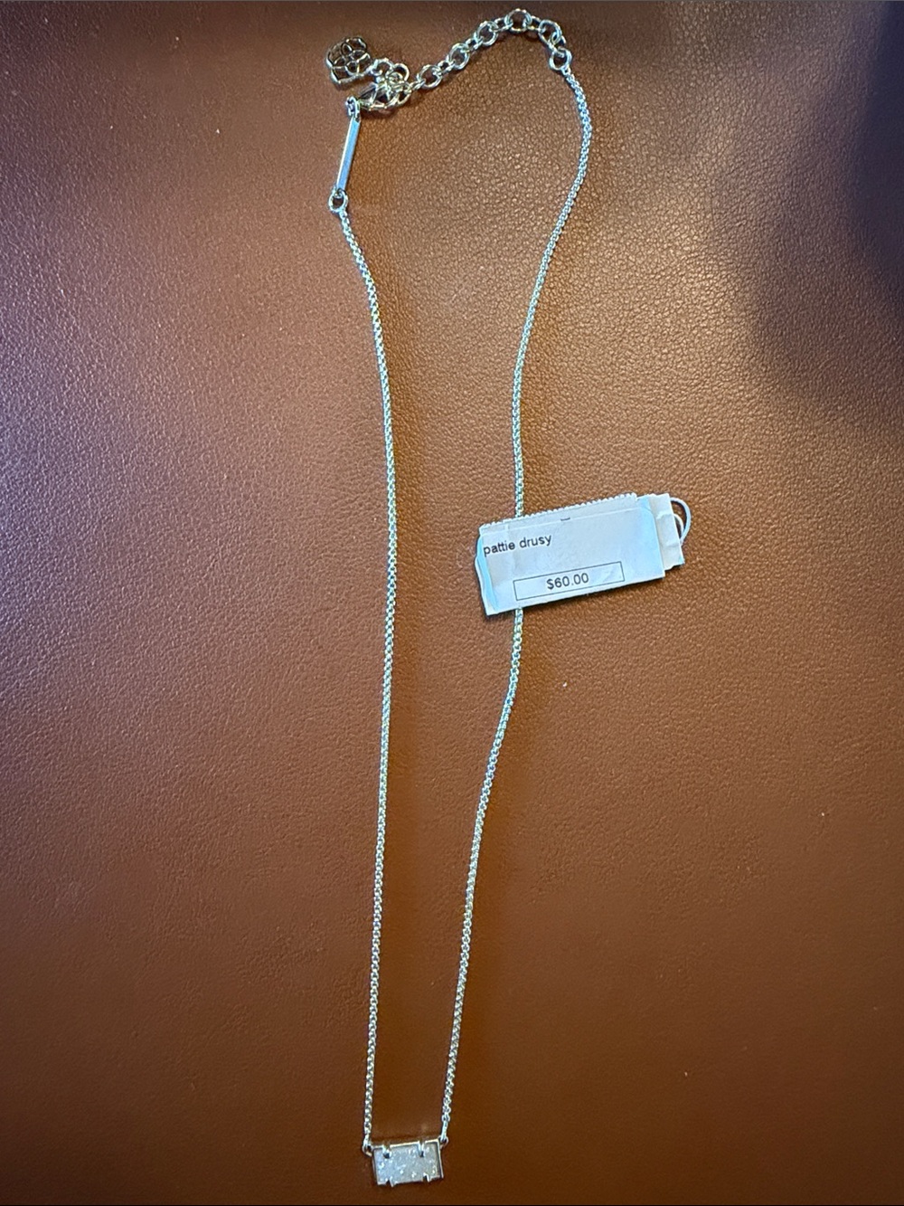 Kendra Scott Silver Drusy Bar Pendant Necklace - Opal Crystal